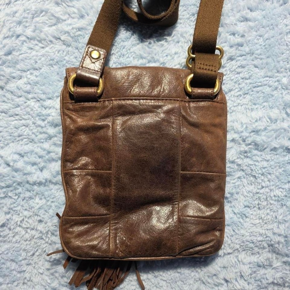 Y2K Juicy Couture Brown Leather Shoulder Bag Tassel Braided Accent Magnetic - Picture 4 of 8